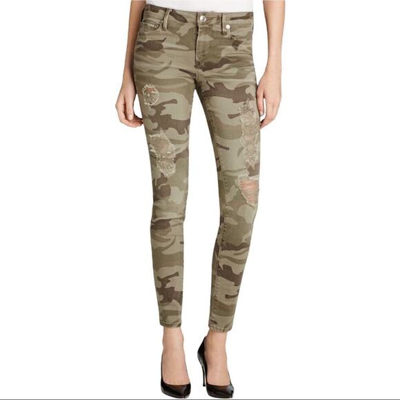 True Religion Halle Mid Rise Super Skinny Jeans In Destroyed Distressed Camo 27 - Picture 14 of 14